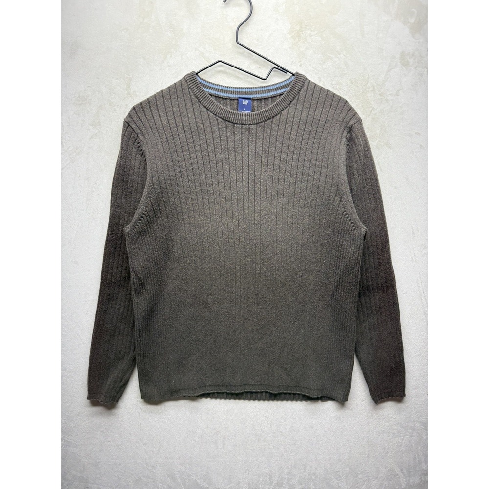 Vintage Gap Sweater Womens Large Ribbed Knit Sweatshirt Cotton Y2K Brown Crew